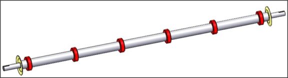 CAD model of a precision-engineered drive shaft.