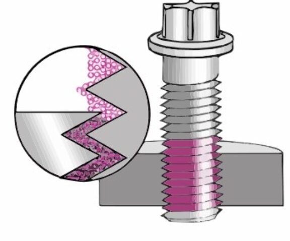 Pre-applied reactive thread adhesive diagram